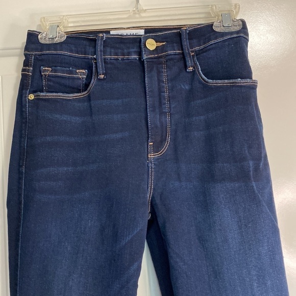 FRAME Le Sylvie High Waist Side Slit Ankle Straight Leg Jeans In Cabana Sz 26 - Picture 4 of 13